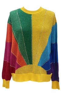 QUEEN OF SPARKLES Women's Sunshine Rhinestone Short Set in rainbow - women's sleepwear - view 4