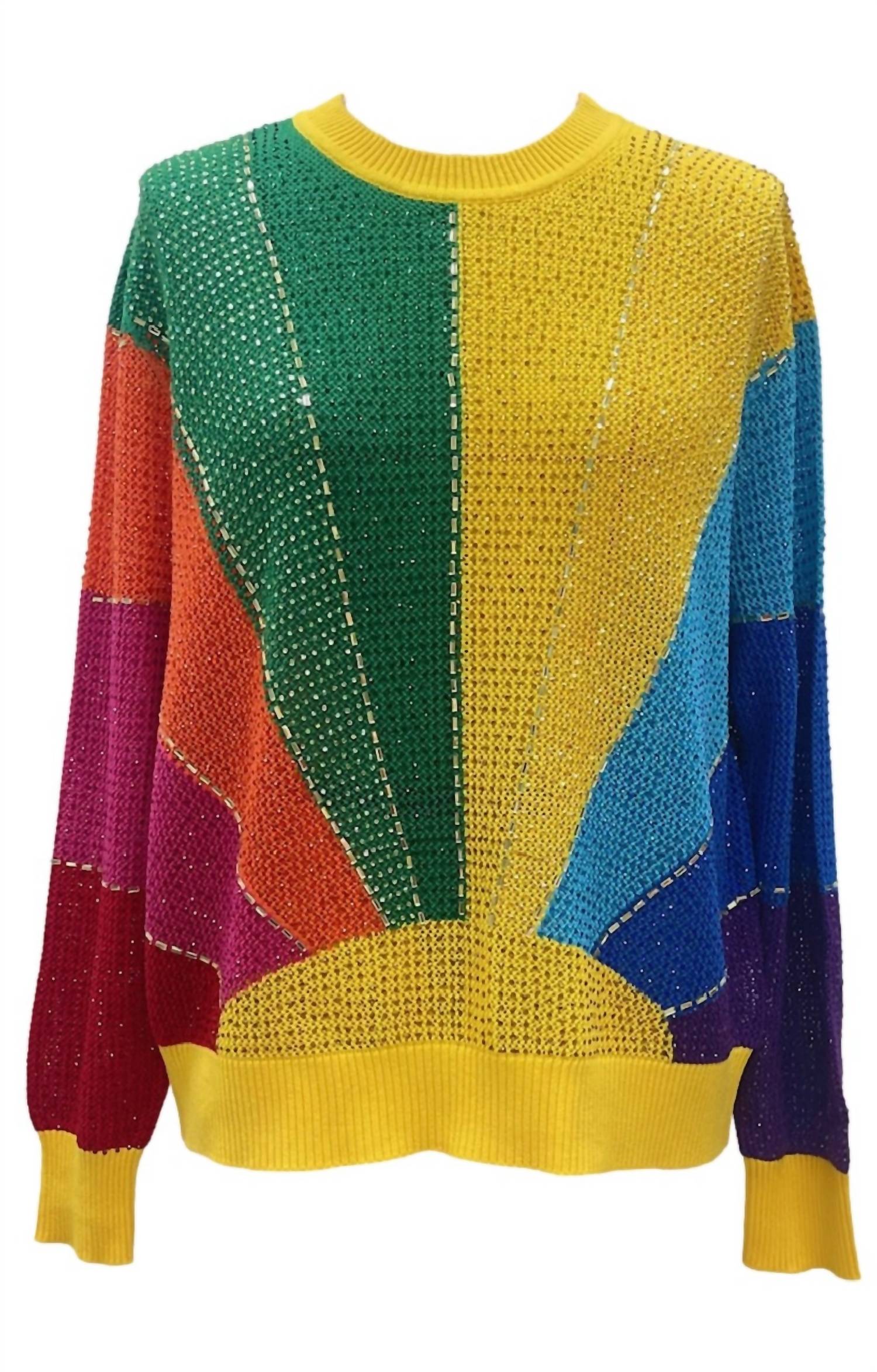 QUEEN OF SPARKLES Women's Sunshine Rhinestone Short Set in rainbow - women's sleepwear - view 4