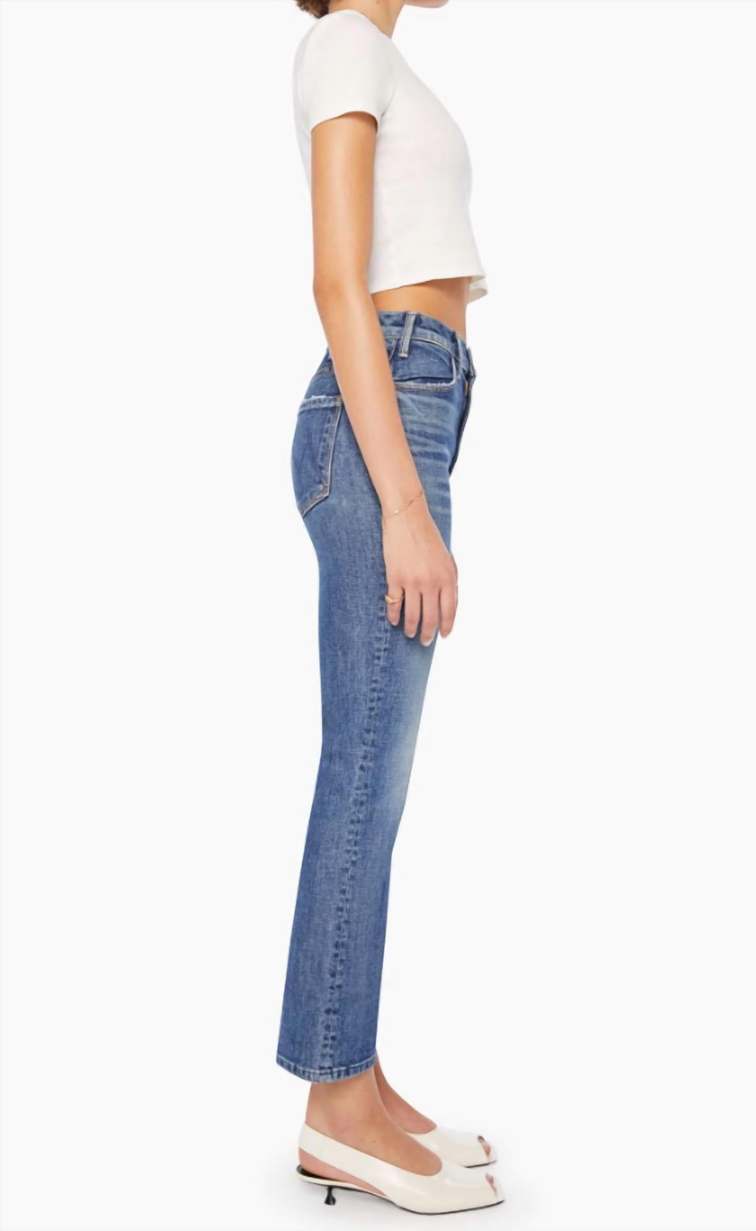 Mother Hustler High-rise Flare Ankle Jeans in bending the rules - women's pants - detail view