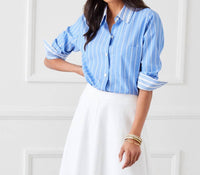 Karen Kane - Contrast Ruched Sleeve Shirt