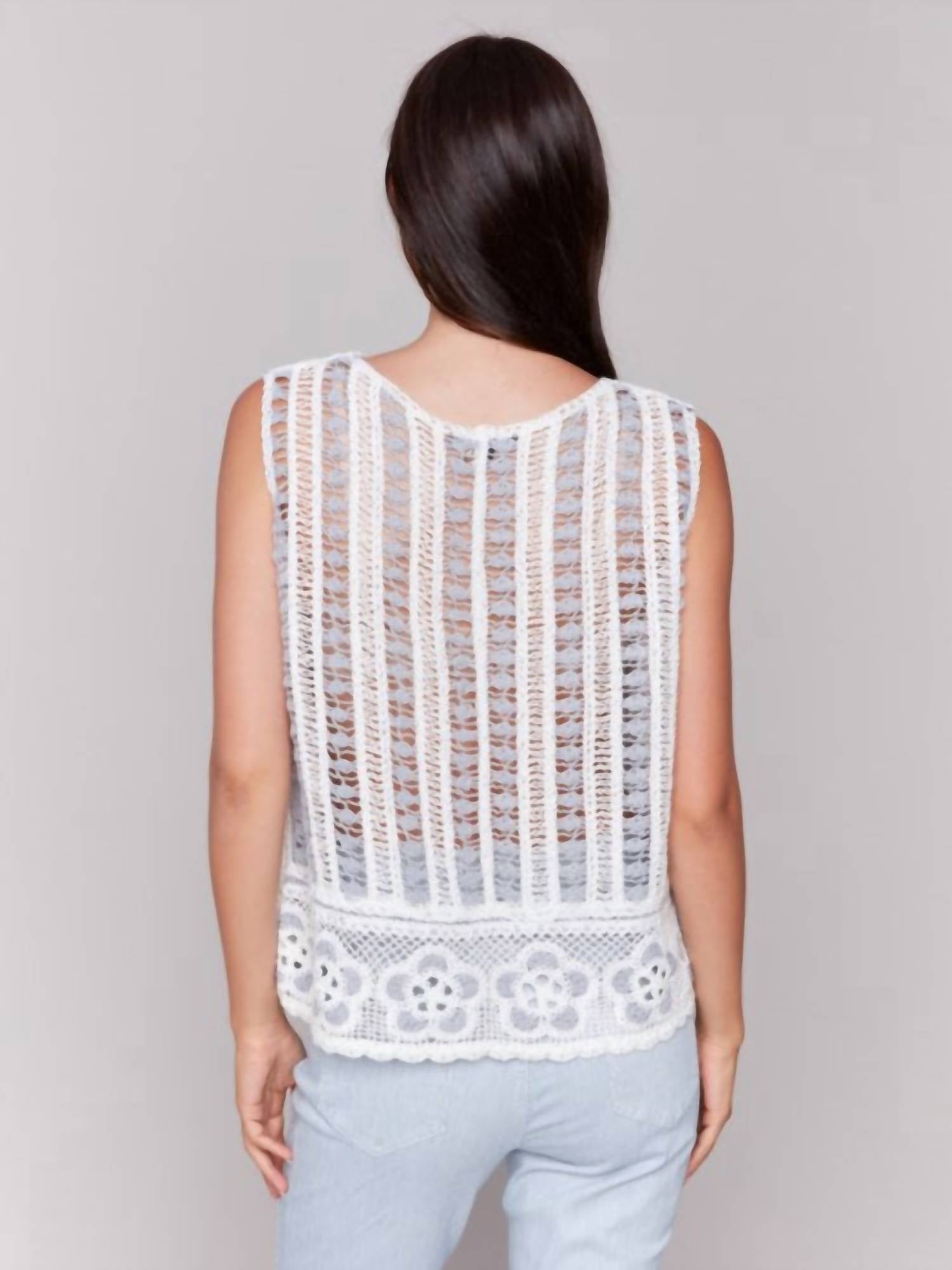 Charlie B - Sleeveless Floral Border Crochet Top