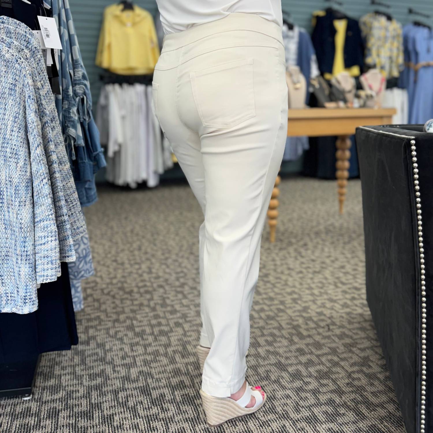 Multiples Pull-on Ankle Pants in winter white - women's pants - detail view