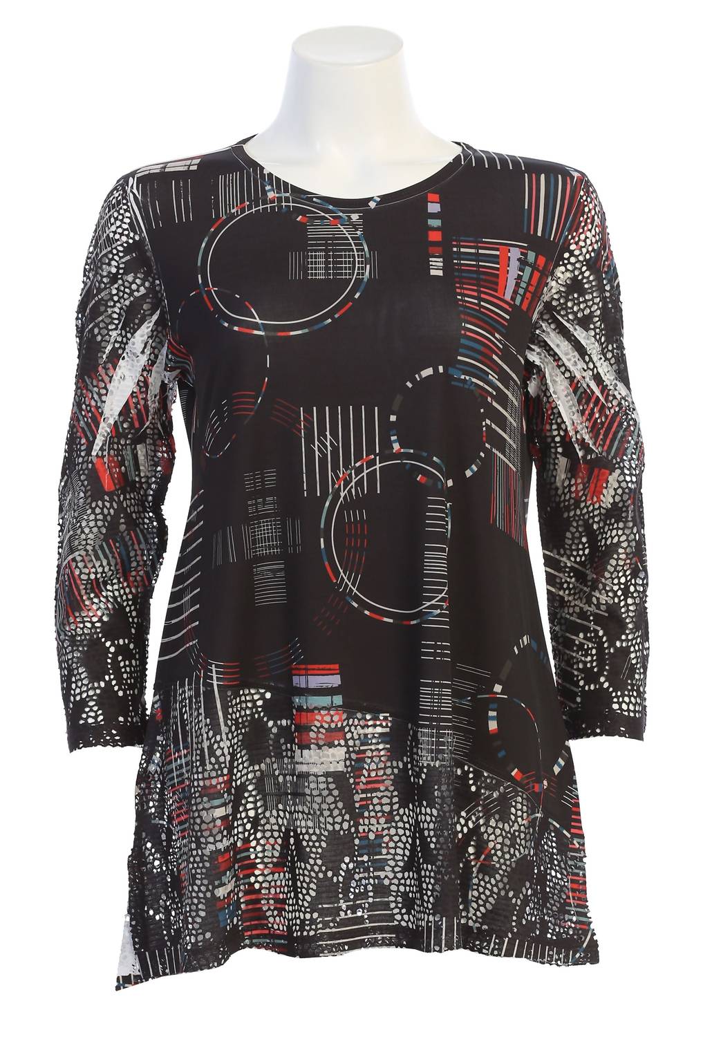 Jess & Jane - Women's Sonorous Crochet Mesh Contrast Top