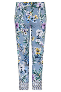 Robell - Slim Border Print Hemline Floral Pant