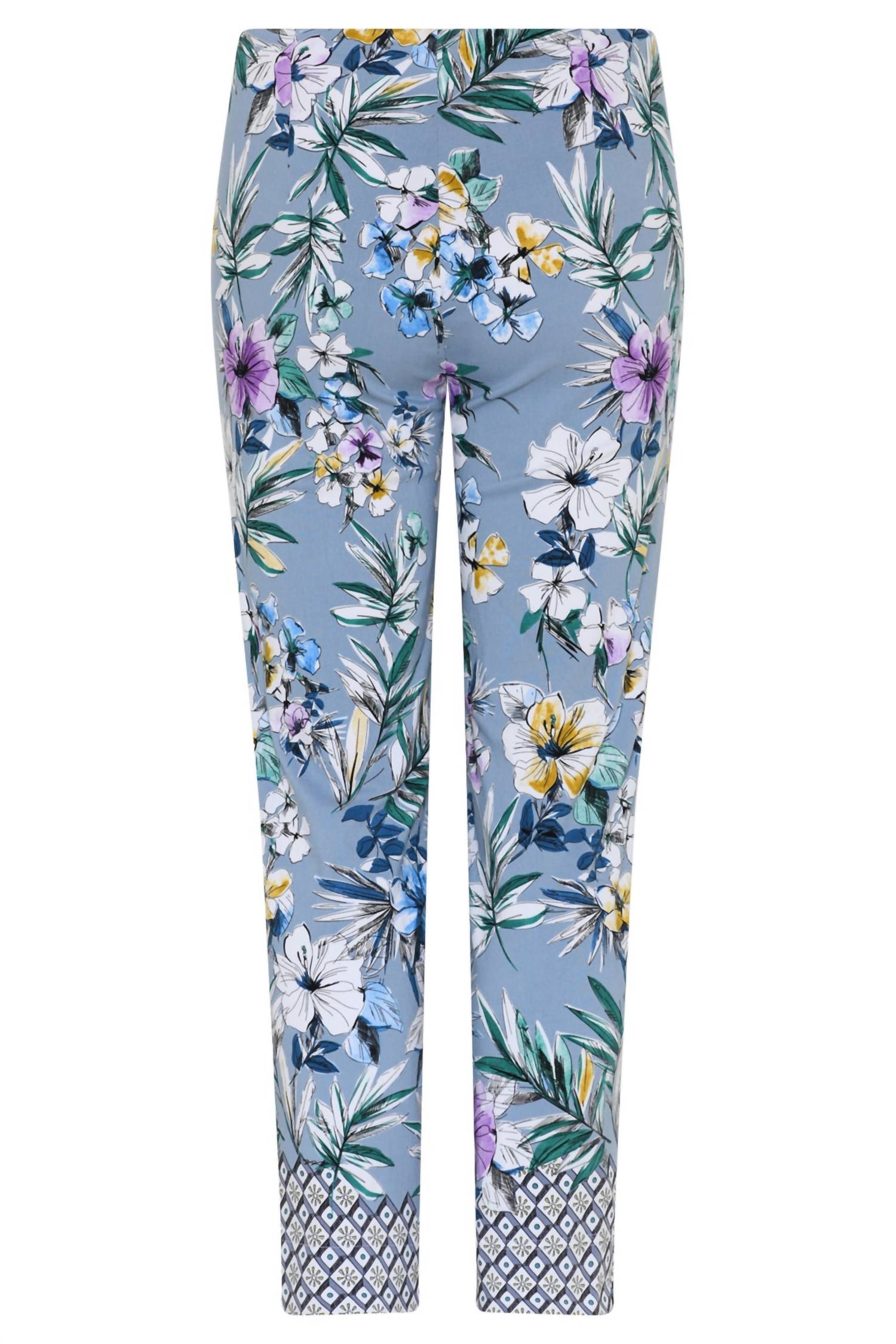 Robell - Slim Border Print Hemline Floral Pant