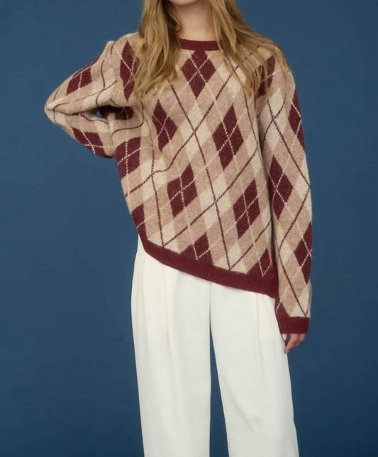Moon River - Argyle Pattern Crew Neck Sweater
