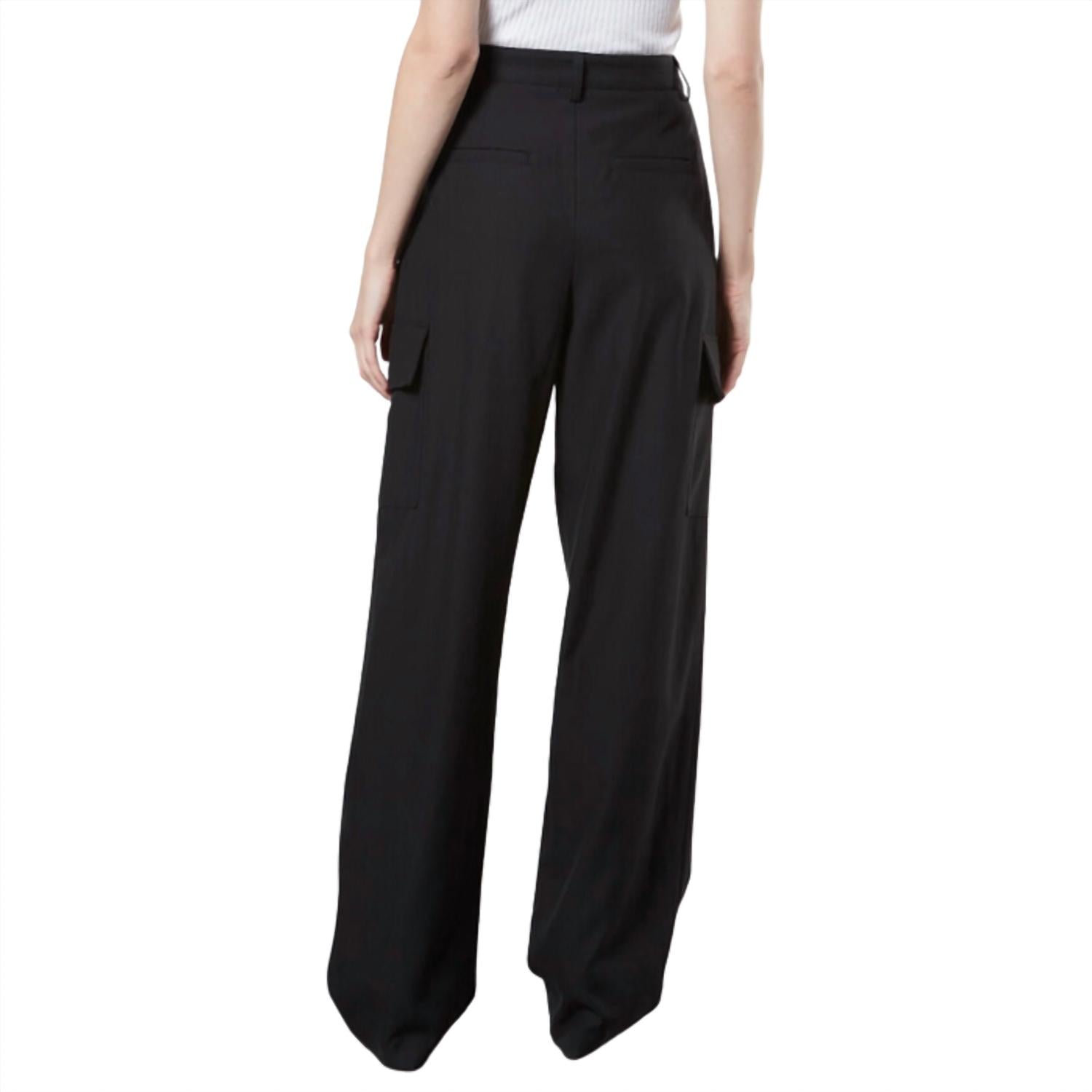Enza Costa Women's Cargo Trouser in black - women's pants - detail view
