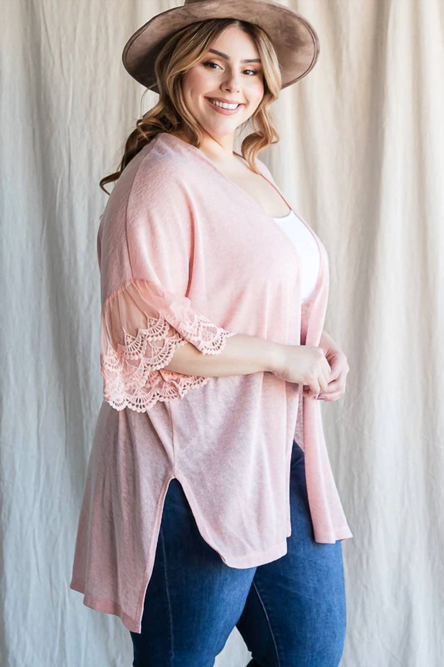 White Label - Lace Sleeve Cardigan Coverup