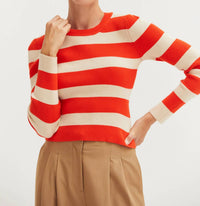 Crescent - Lia Striped Rib Knit Top