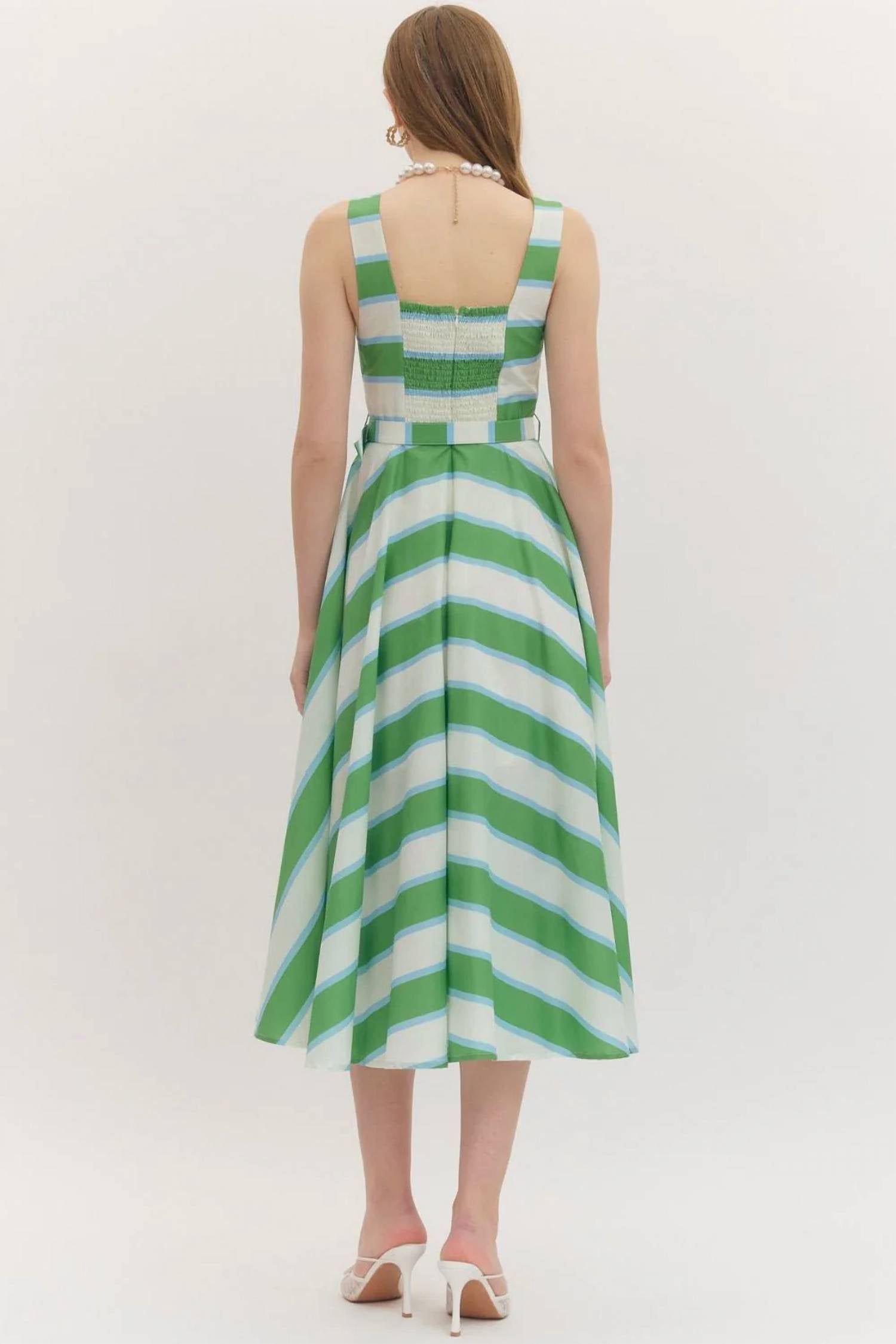 Entro - Leia Striped Midi Dress