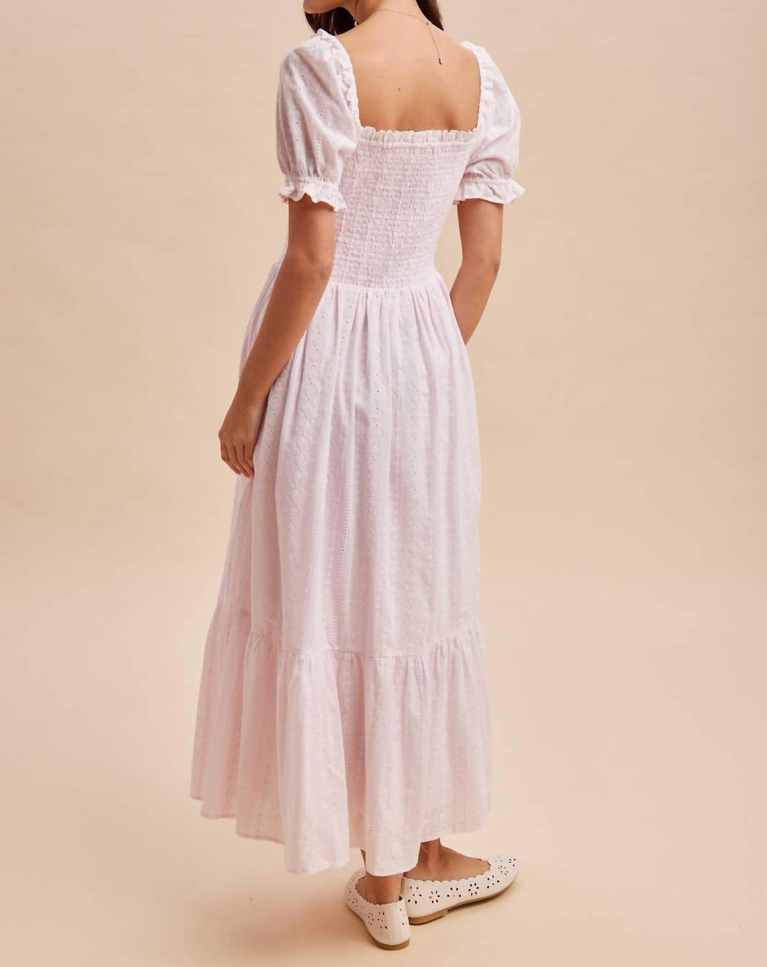 In-Loom - Women's Smocked Eyelet Lace Maxi Dress