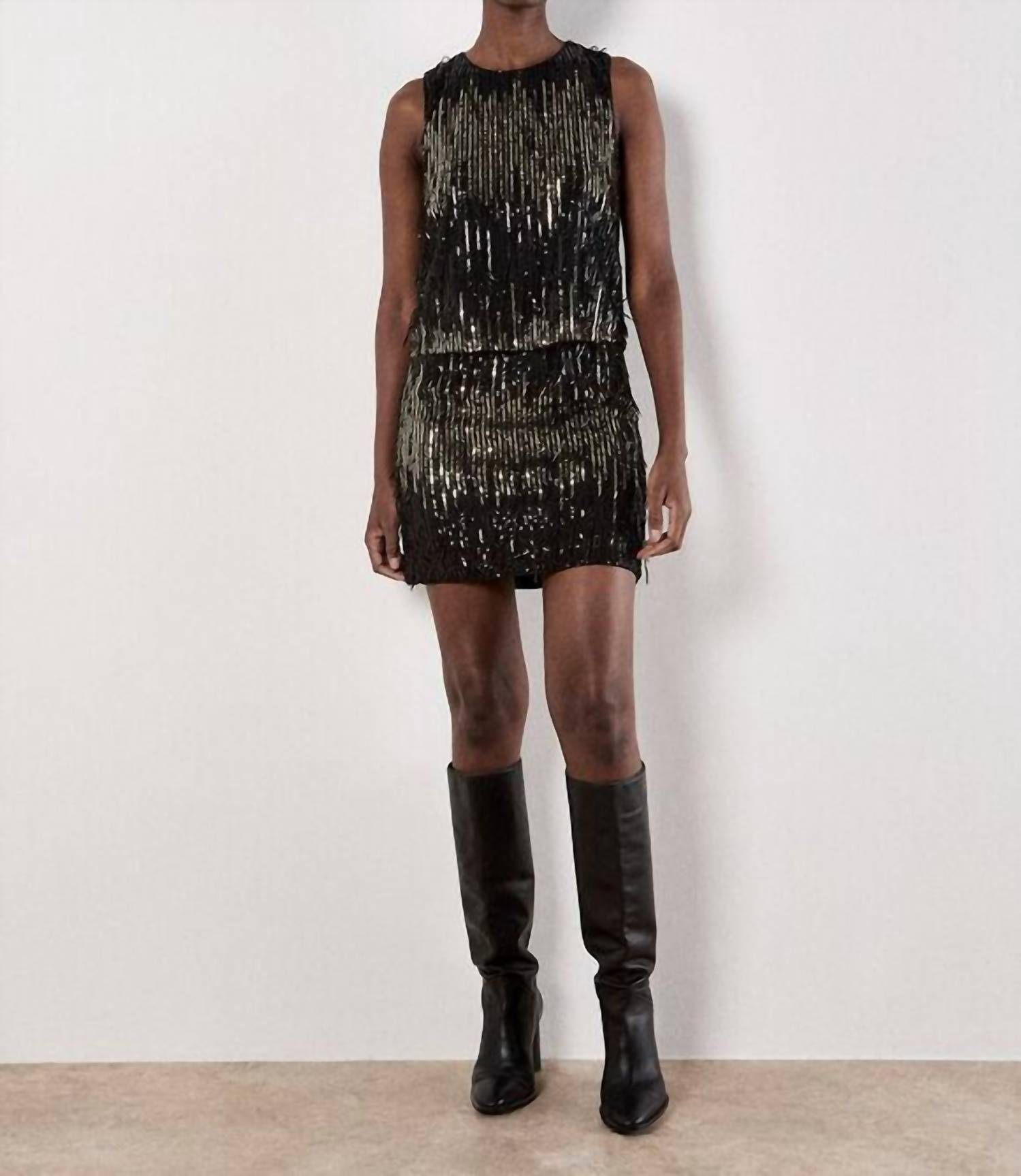 Apricot - Sequin Fringe Top