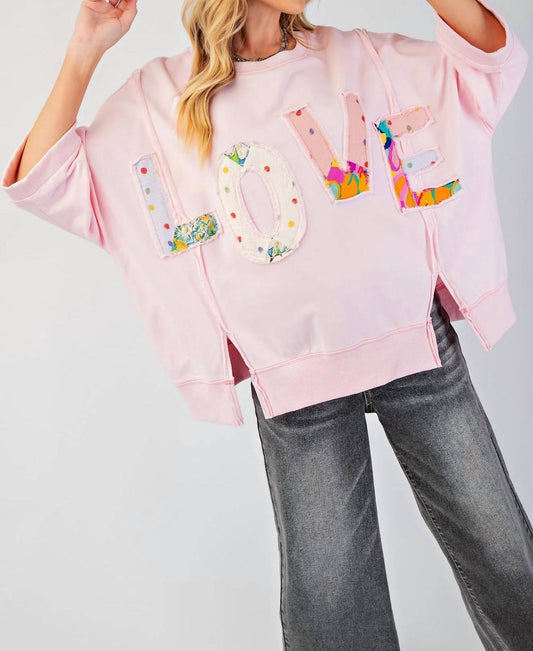 Easel - Love Patch Pullover Top