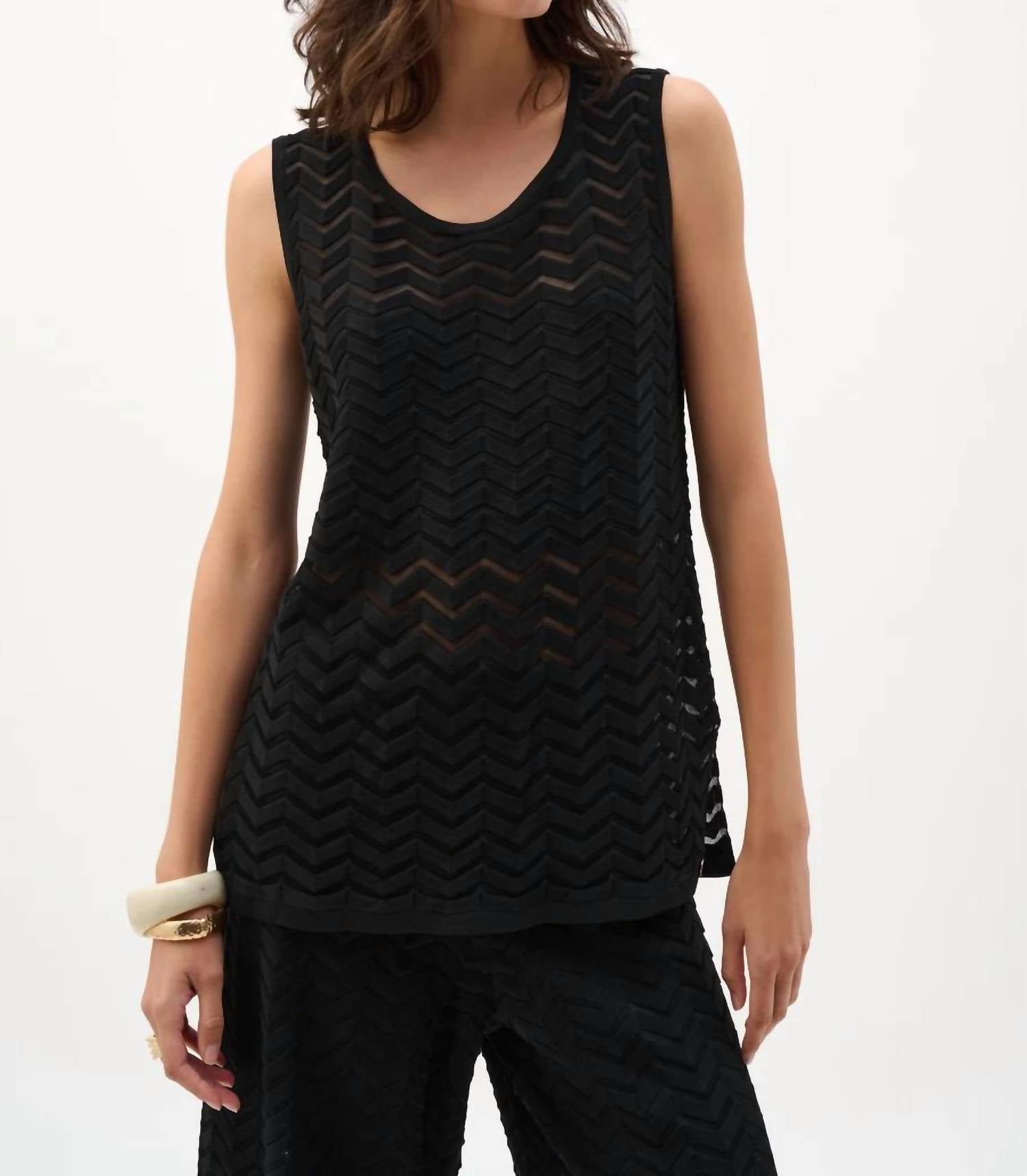 Joseph Ribkoff - Knit Chevron Stitch Relaxed Tunic Top