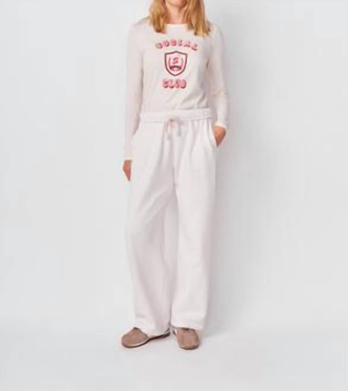 Sundry Straight Drawstring Pant in oyster - women's pants - alternate view