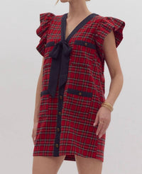 entro Joy Mini Dress in red - women's dress - detail view