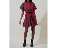 Sugarlips - Women's Arvada Plaid Cottonwood Ruffle Button Down Mini Dress
