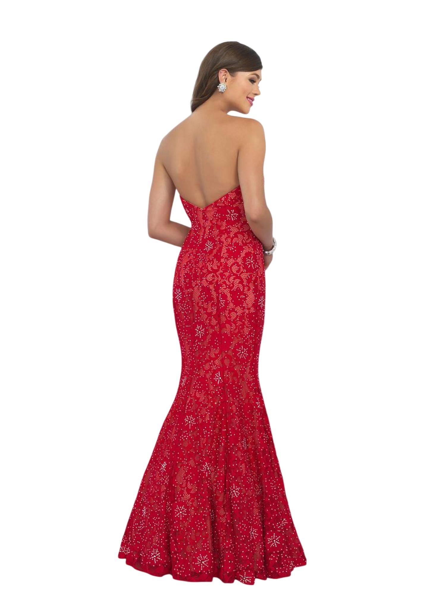 Blush Prom - Lace Strapless Mermaid Gown