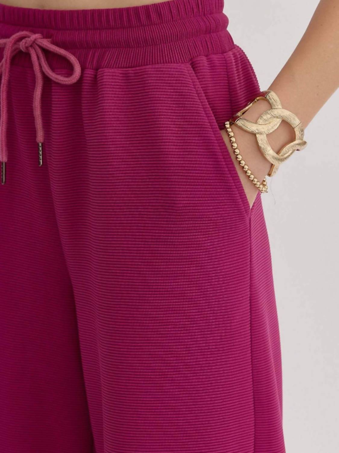 Entro - Ribbed Wide Leg Pants