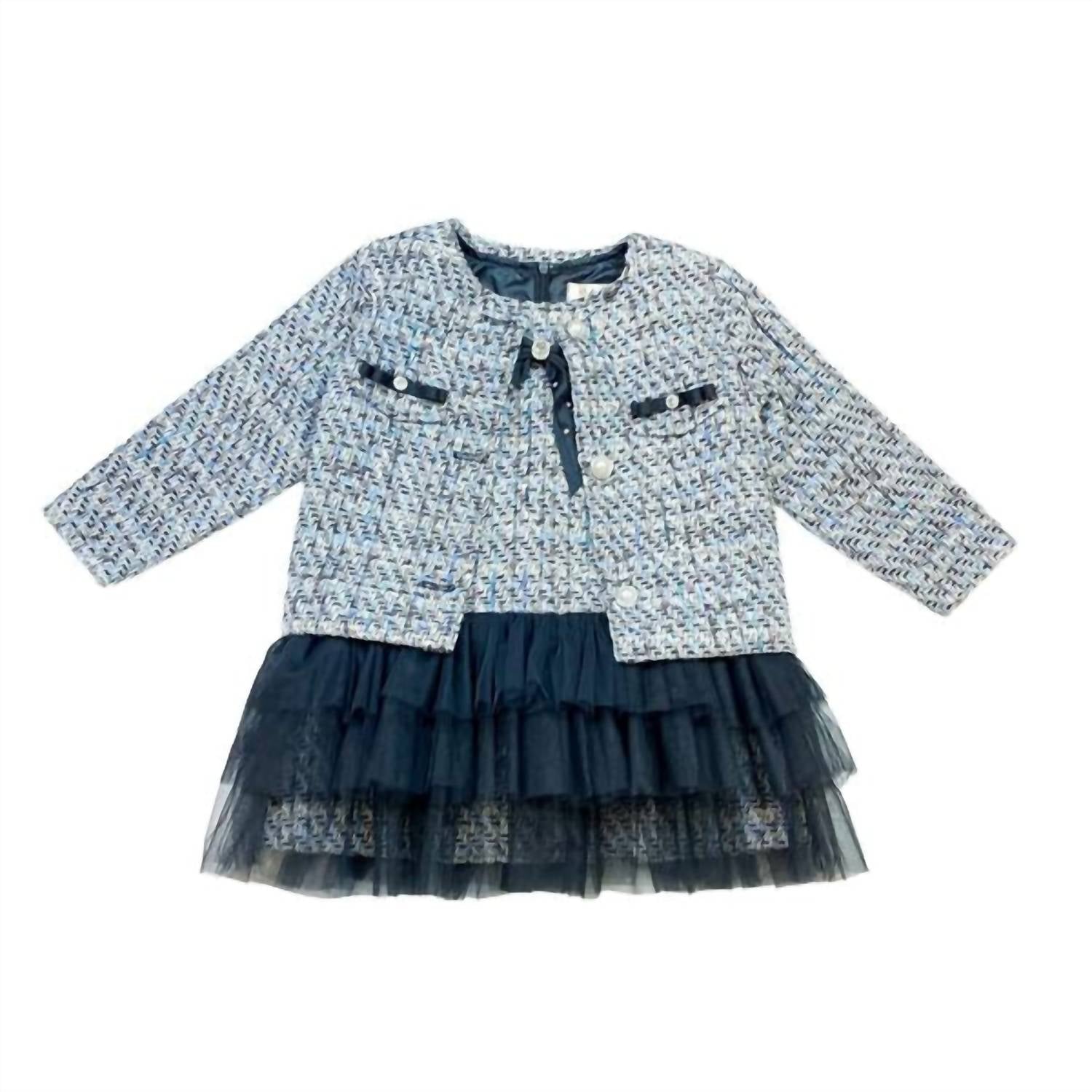 Doe A Dear - Girls Pearl Button Tweed Jacket
