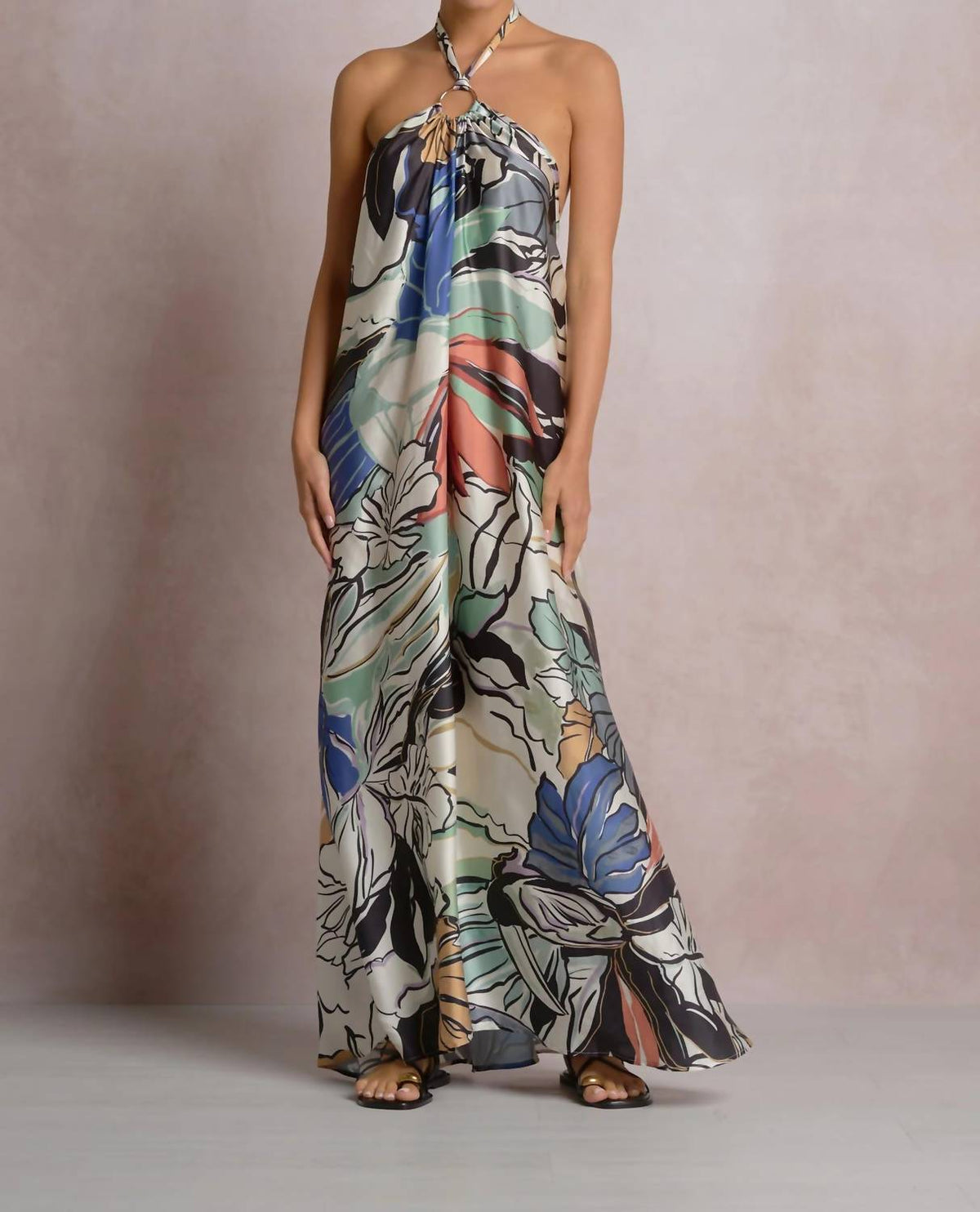 Elan - Tropic Floral Satin Maxi Dress