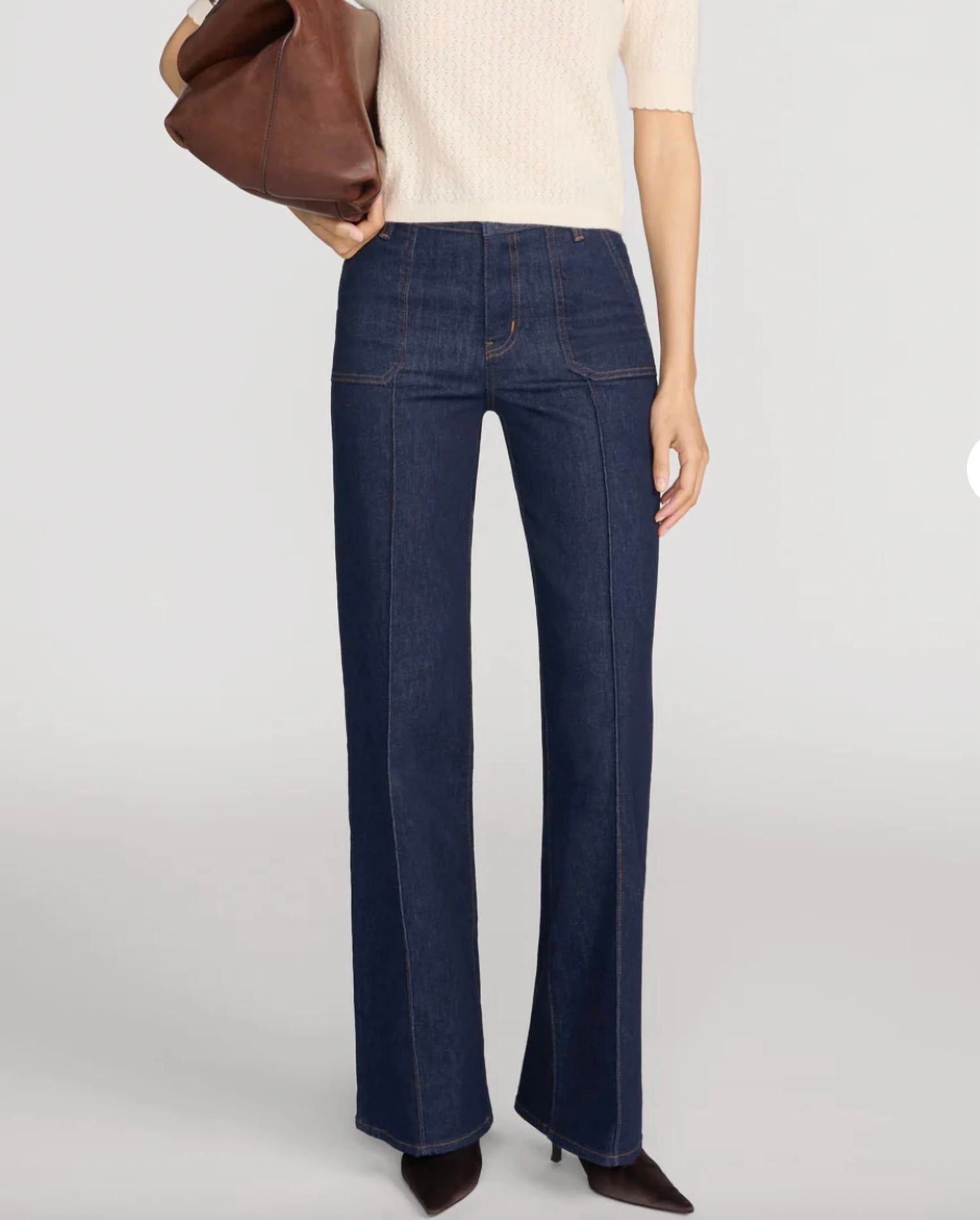 Frame - Le Slim Palazzo Pintuck Pocket Jeans