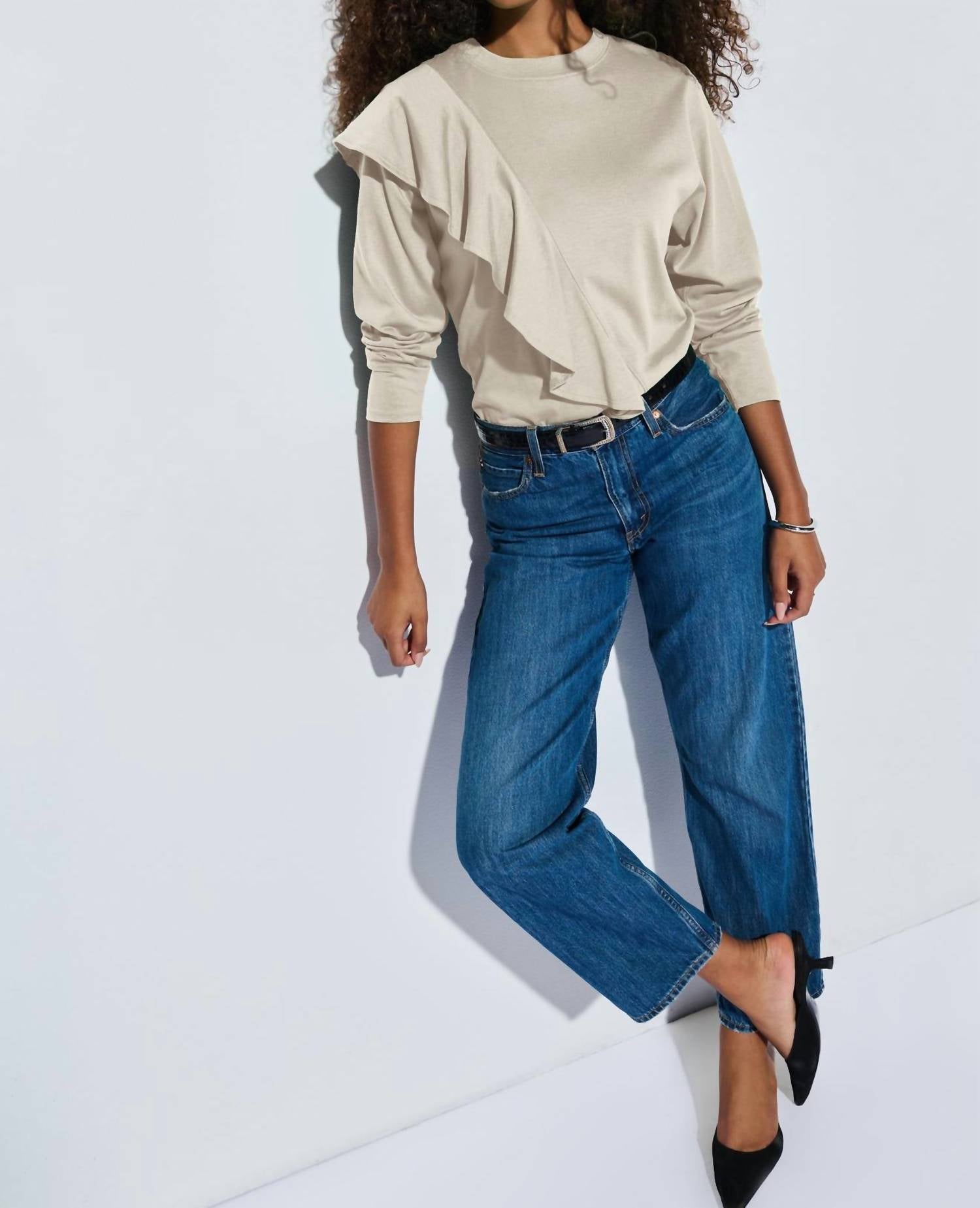 Nation Ltd - Farrah Ruffle Long Sleeve Top