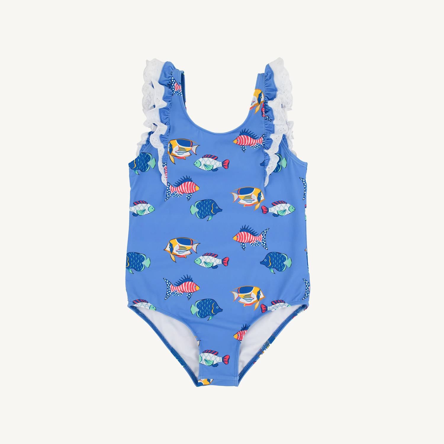 The Beaufort Bonnet Company - Girl's Here Fishy Fishy Ruehling Ruffle Bathing Suit
