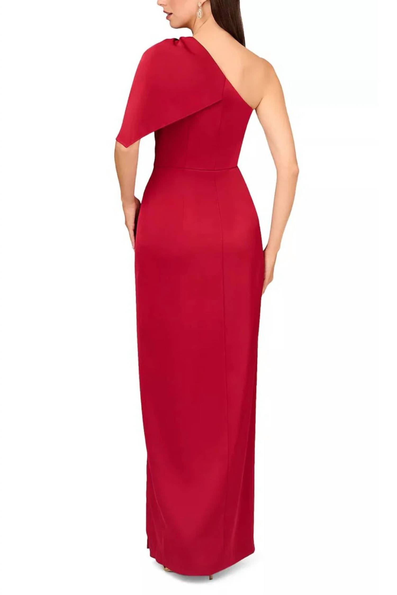 Aidan Mattox - Asymmetric Draped One-shoulder Gown Dress