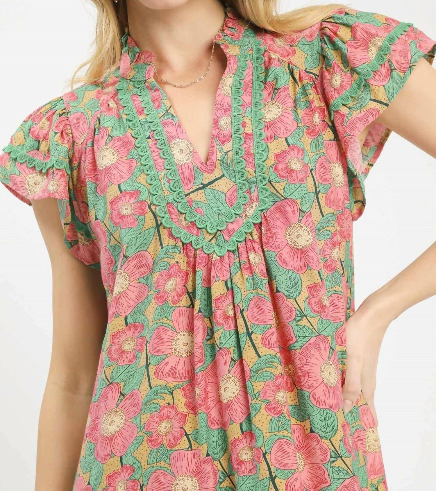 Umgee - Abstract Print Tiered Mini Dress