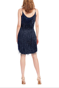 Emily Shalant - Sleeveless Beaded Fringe Mini Dress