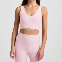 BEYOND YOGA Spacedye Good Day Long Line Bra in frost pink - women's intimate
