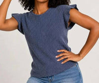 Keren Hart - Textured Ruffed Sleeve Tee