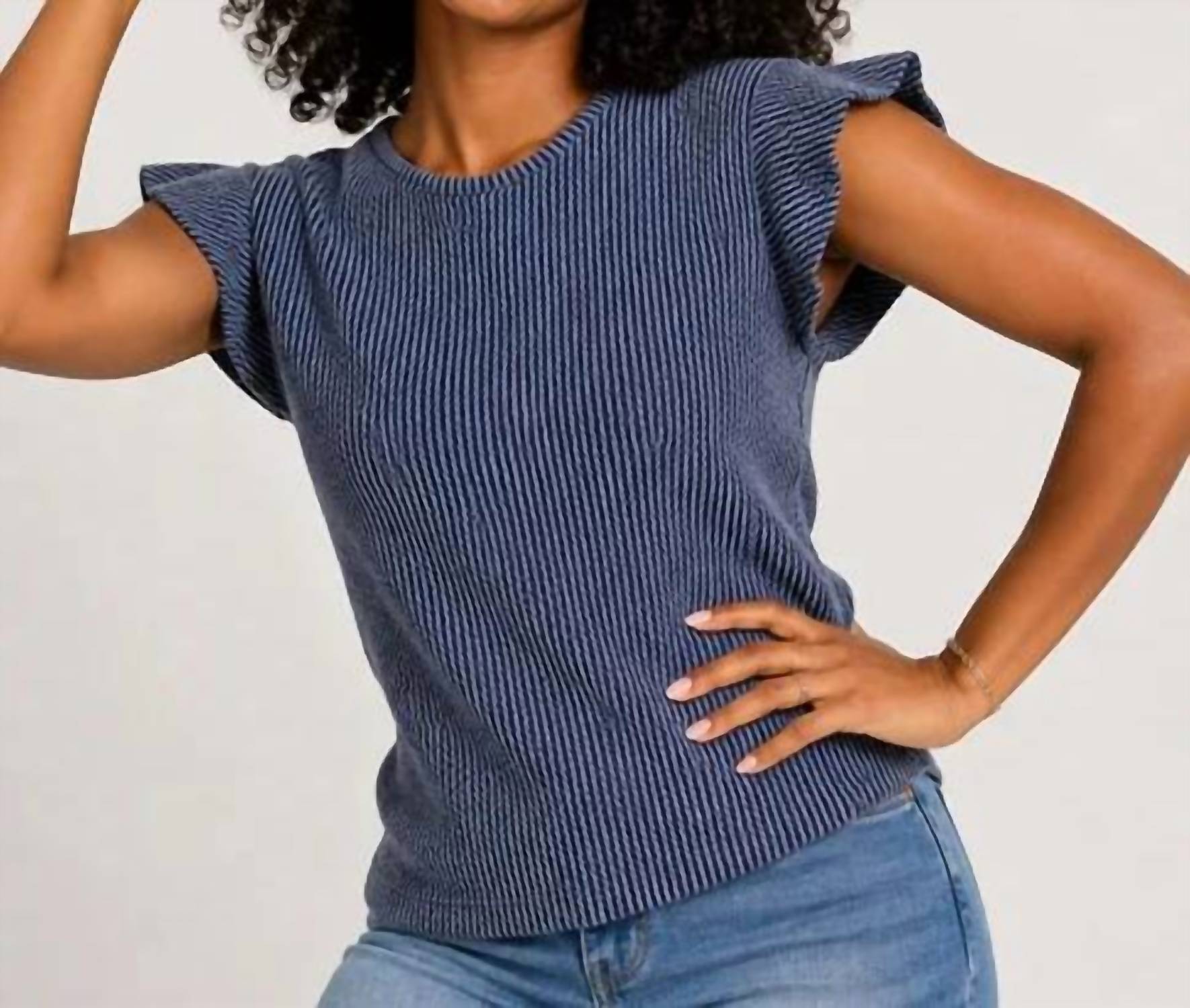 Keren Hart - Textured Ruffed Sleeve Tee