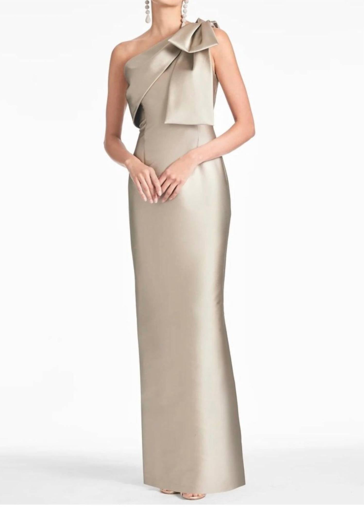 SACHIN & BABI Bonnie One Shoulder Mikado Column Gown in pewter - women's dress - view 4