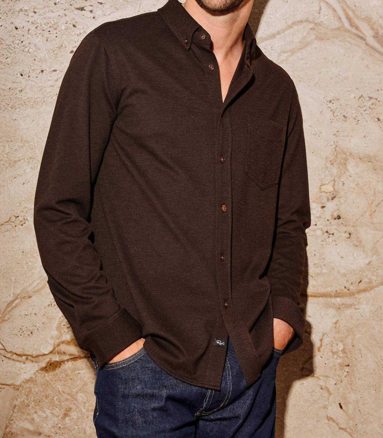 Rails Men's Vincent Shirt in espresso - men's long sleeve top