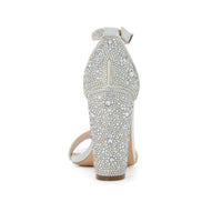 De Blossom Collection - Celina-29a Silver Shimmer/rhinestone Ankle Strap Heel