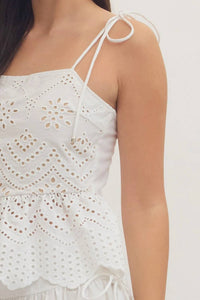 Entro - Women's Embroidered Eyelet Peplum Tank Top