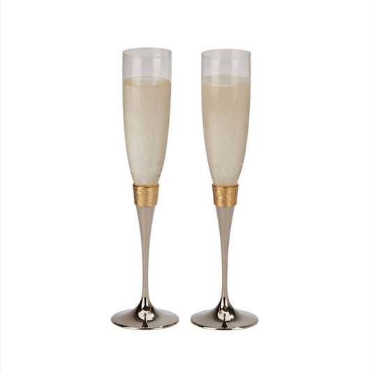Creative Gifts International - Hammered Band Champagne Flutes Set