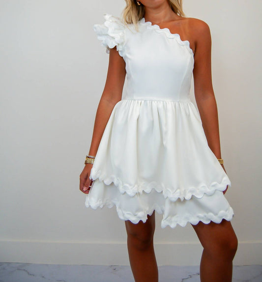 Main Strip - One Shoulder Scallop Edge Mini Dress