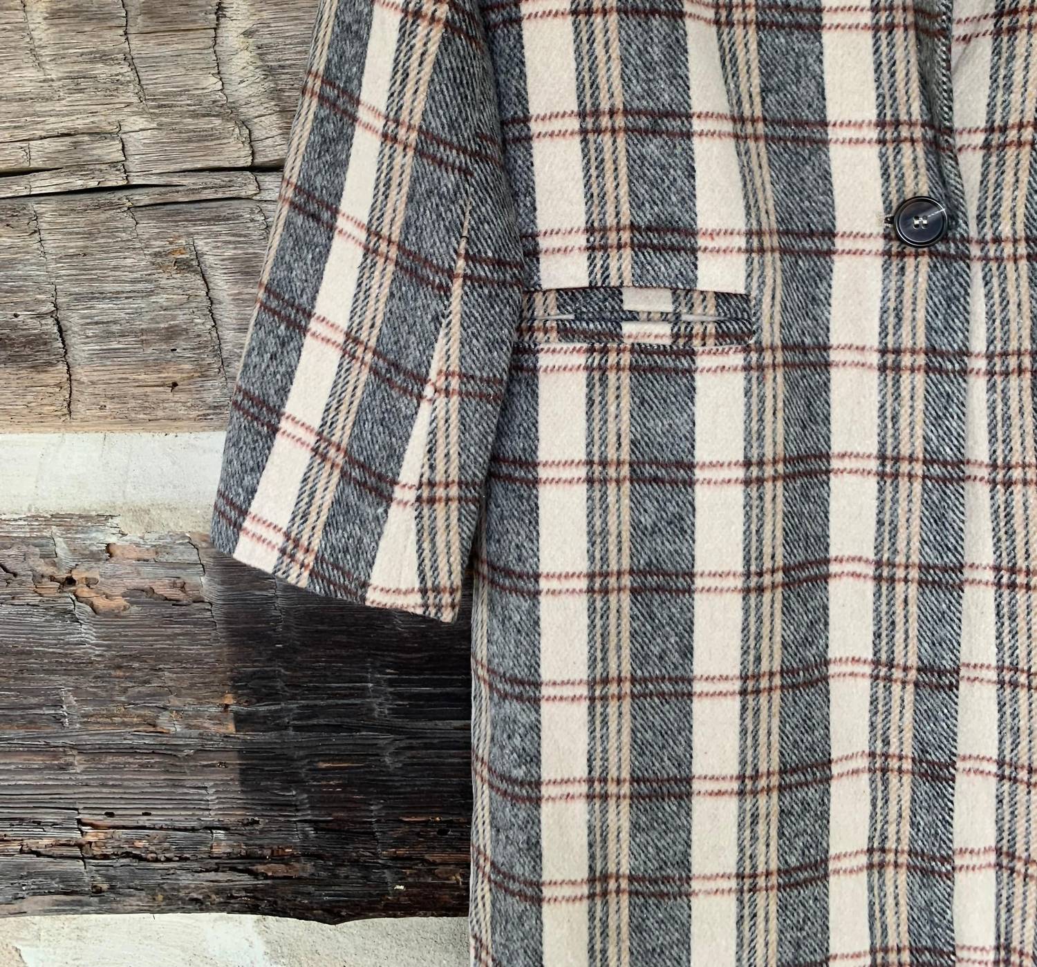 SAGE THE LABEL Orchard Plaid Long Coat in beige - women's jacket - view 5