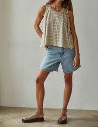 By Together - Knit Striped Round Neck Sleeveless Tank Top