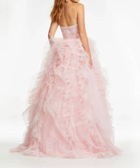 ASHLEYlauren Strapless Tulle Ball Gown in blush - women's dress - detail view