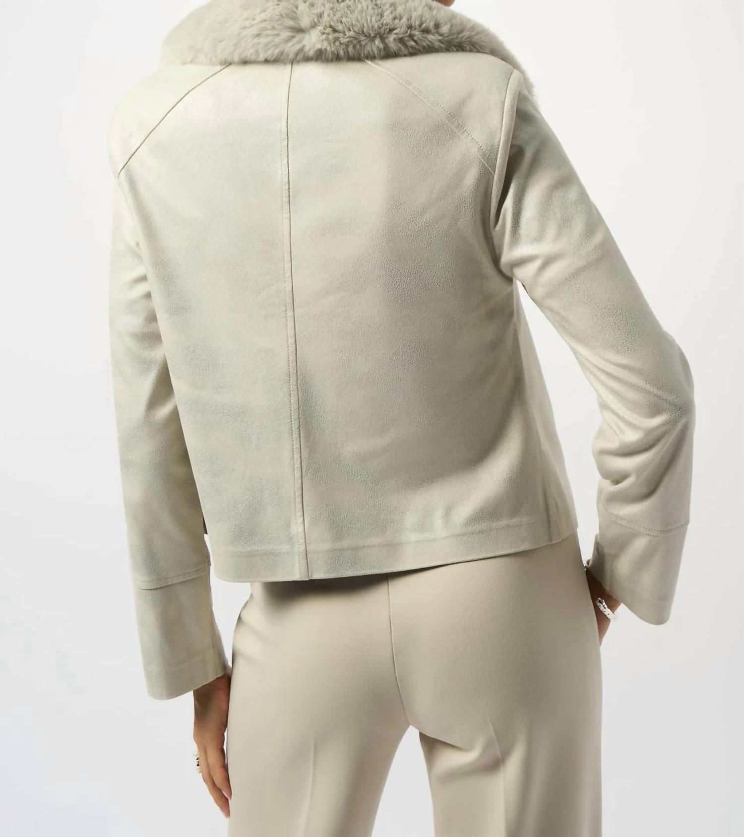 Joseph Ribkoff - Foiled Faux Fur Collared Jacket