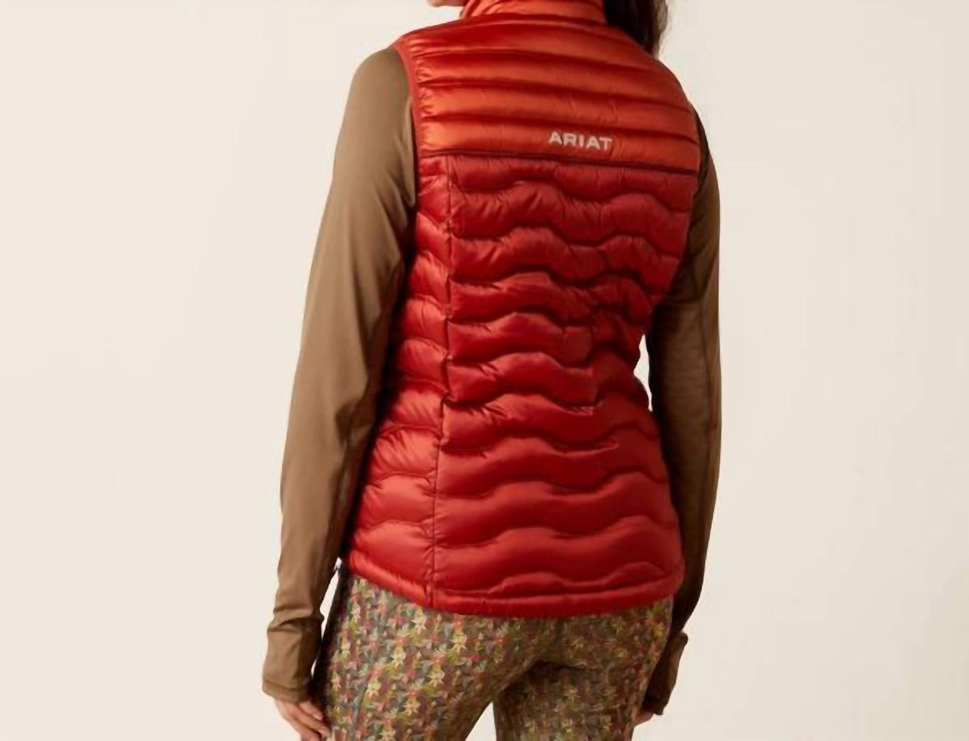 ARIAT Ideal Down Vest in iridescent red - women's jacket - detail view