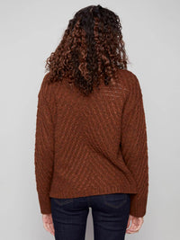 Charlie B - Diagonal Cable Cowl Neck Sweater