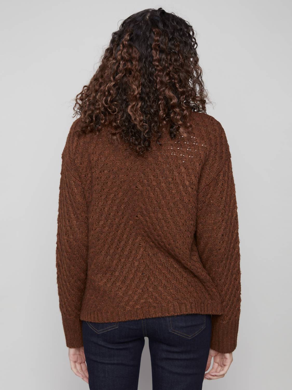 Charlie B - Diagonal Cable Cowl Neck Sweater