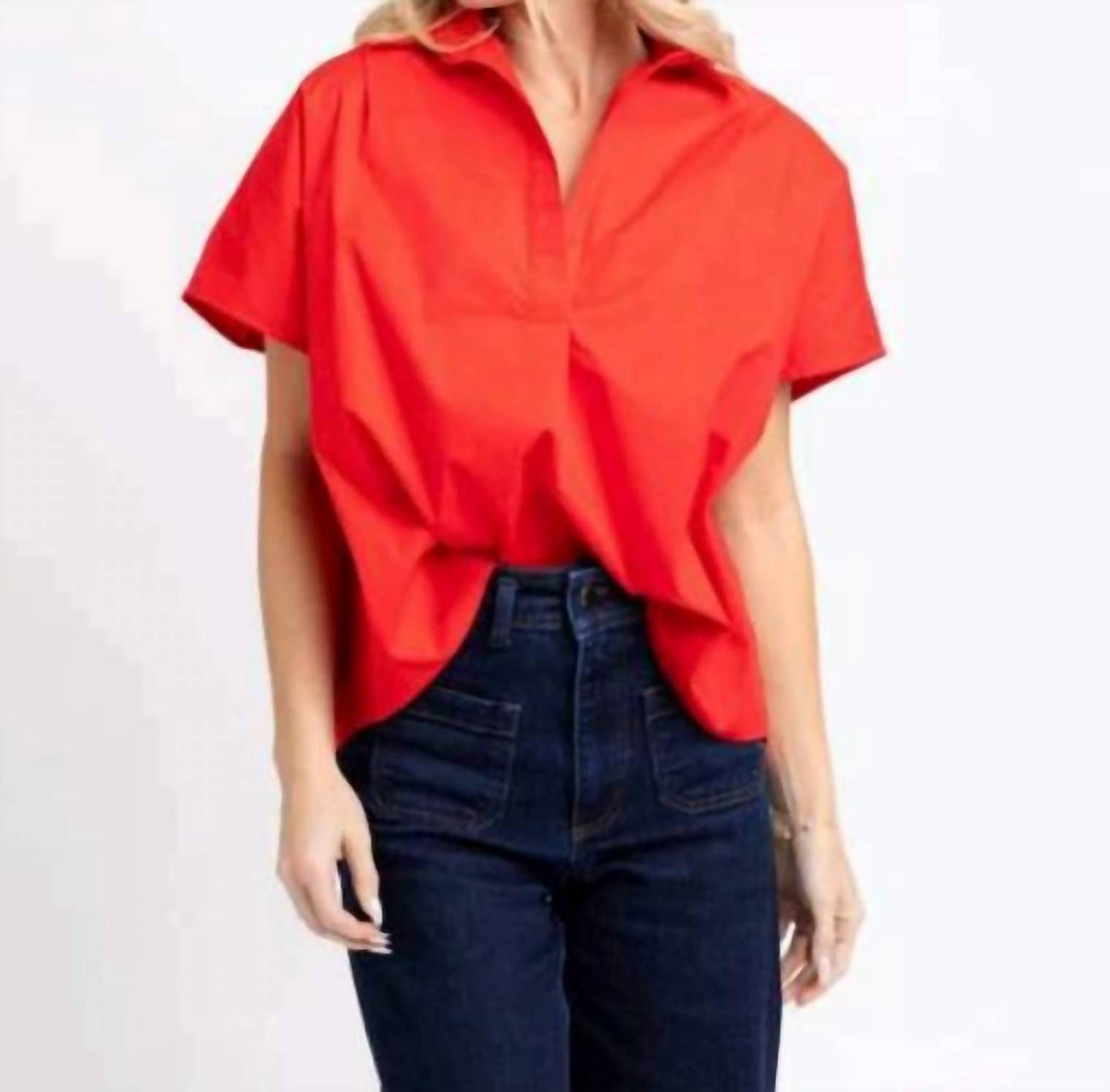 Karlie - Solid Poplin Collar Top