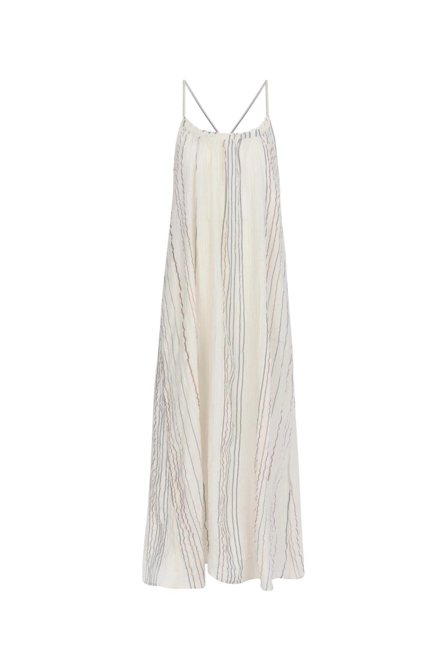 Handloom Canggu Maxi Dress in natural stripes - women's dress - alternate view