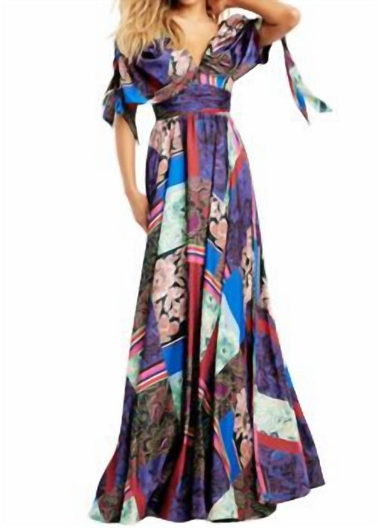 Jovani - Multi Color V-Neck Contemporary Dress